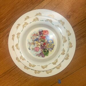 Vintage Royal Doulton Bunnykins Alphabet Bunny Children's Plate and bowl set